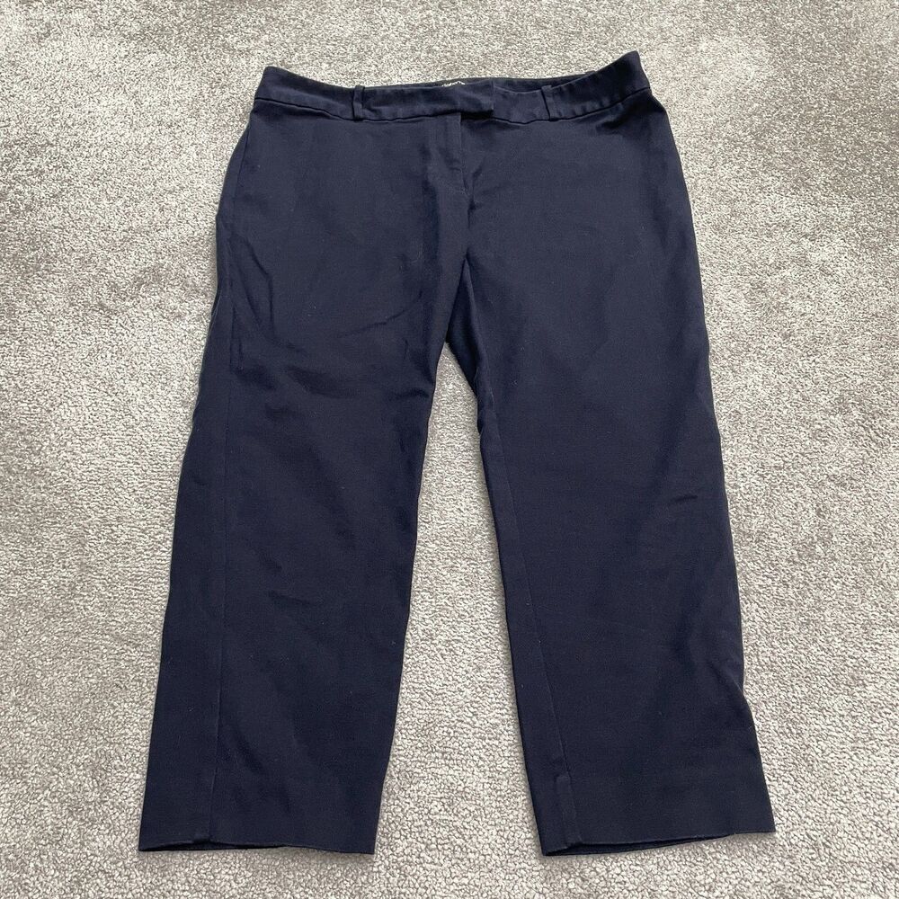 Liz Claiborne Career Emma Classic Cropped Pants Women 16 Petite Navy Blue 36x23